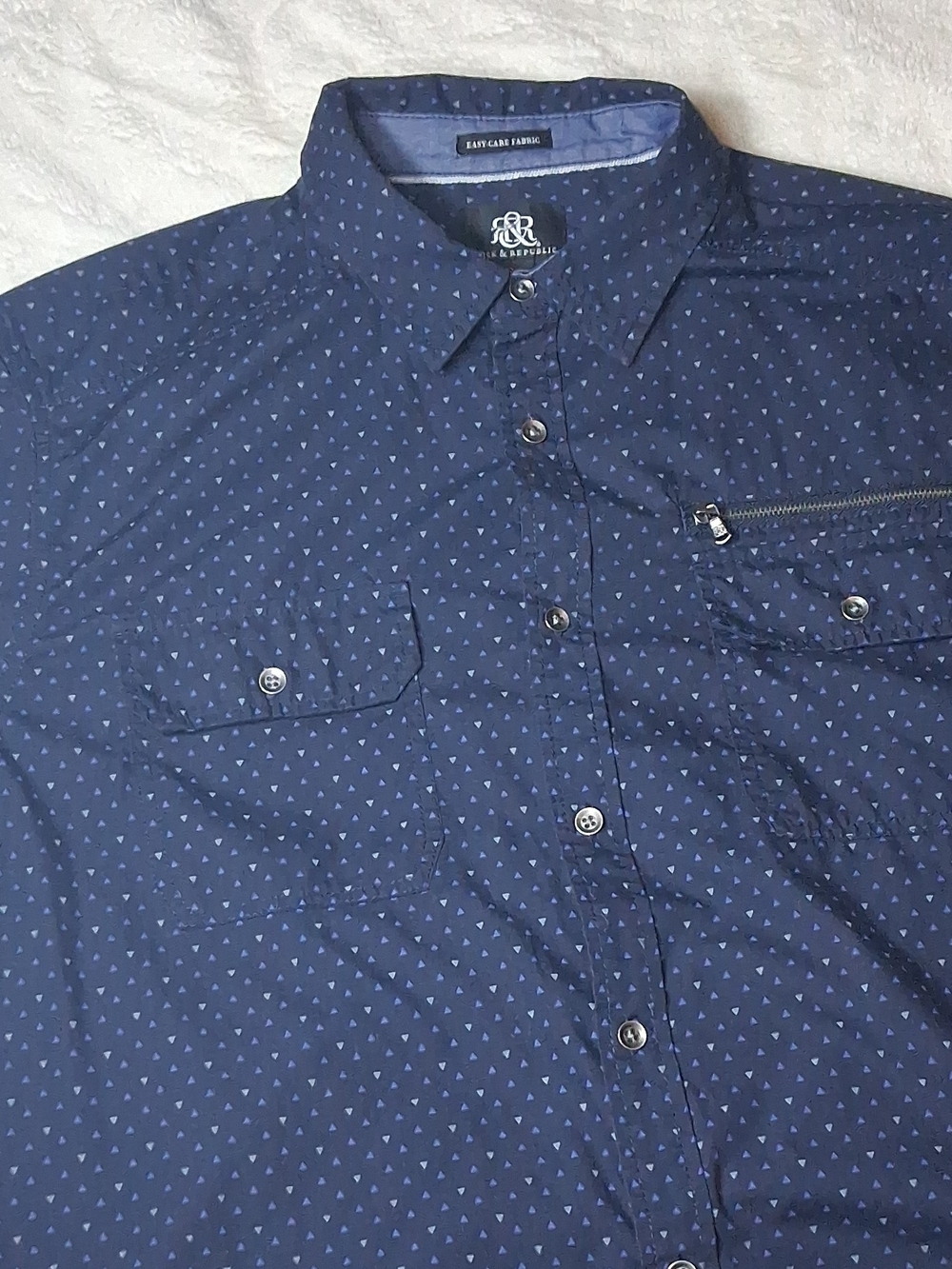 Rock And Republic Navy Patterned Button-Up Shirt XL